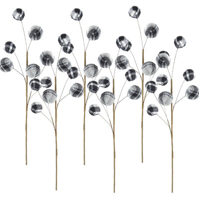 S/6 Faux Ball Spray Set of 6 26"H Black / White