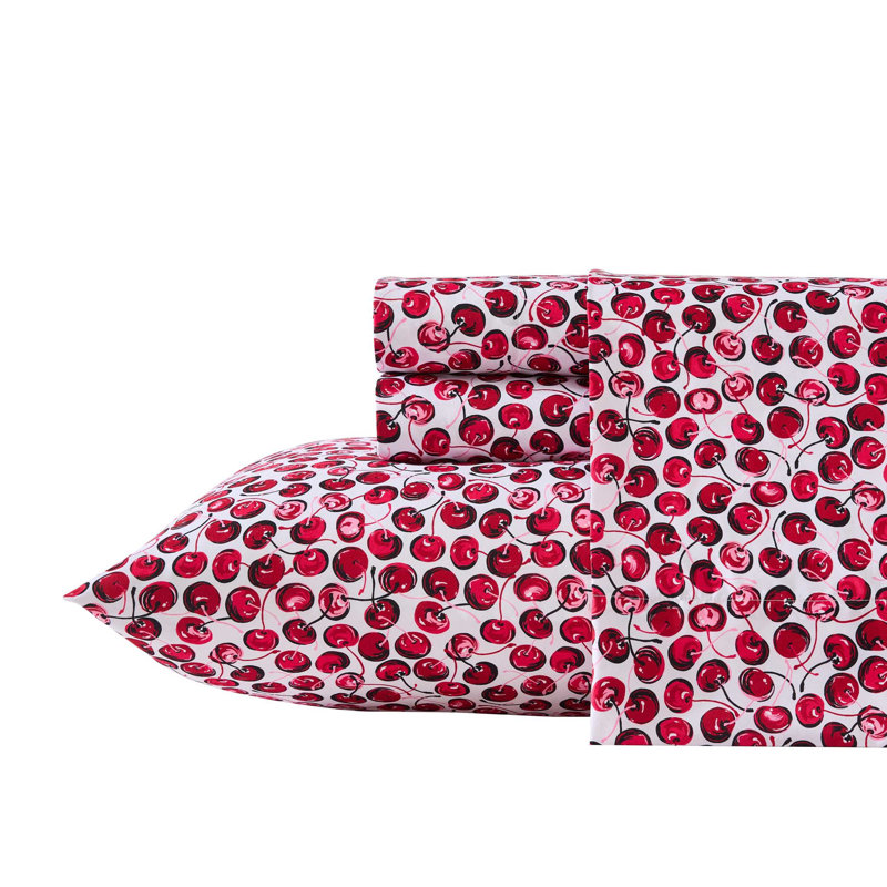 Betsey Johnson Printed Novelty Sheet Sets, Fairytale Floral Pink, Full Sheet Set with 2 Standard Pillowcases