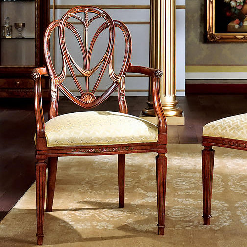 Chaise avec accoudoirs rembourrés beige/brun