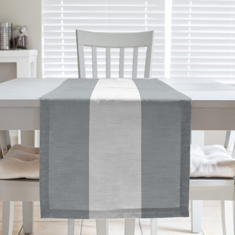 Las Vegas Football Stripes Table Runner, 90" L x 16" W, Silver/White, Polyester
