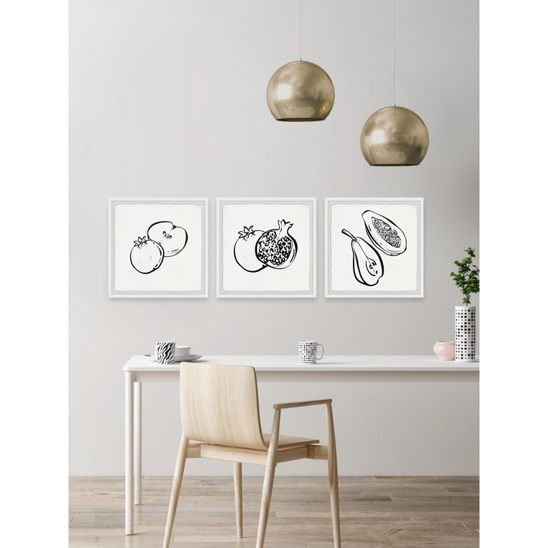 Fresh Fruits Sensation - 3 Piece Single Picture Frame Painting Set, 45cm H x 45cm W x 3.81cm D