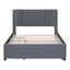 Lit plateforme tapissier avec 2 tiroirs et 1 lit gigogne, tête de lit classique-80161579-80161576