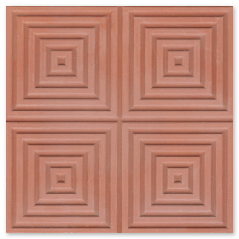 8" x 8" Straight Edge Cement Patterned Wall & Floor Tile, Terracotta