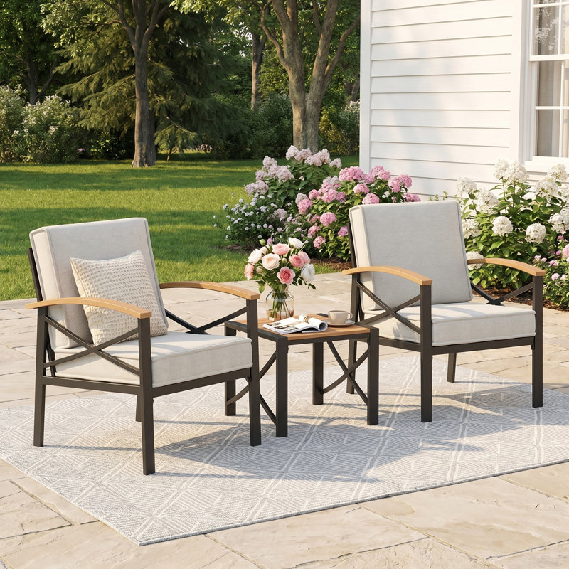 3-Piece Outdoor Conversation Set, Beige