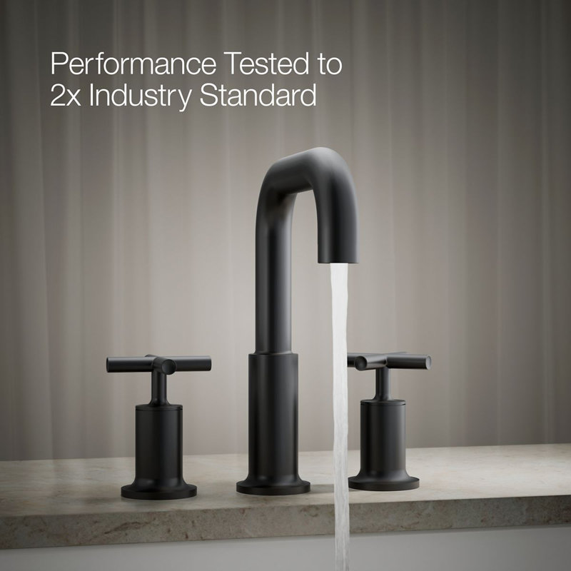 Purist Deck-Mount Bath Faucet Trim for High-Flow Valve with Cross Handles, Matte Black