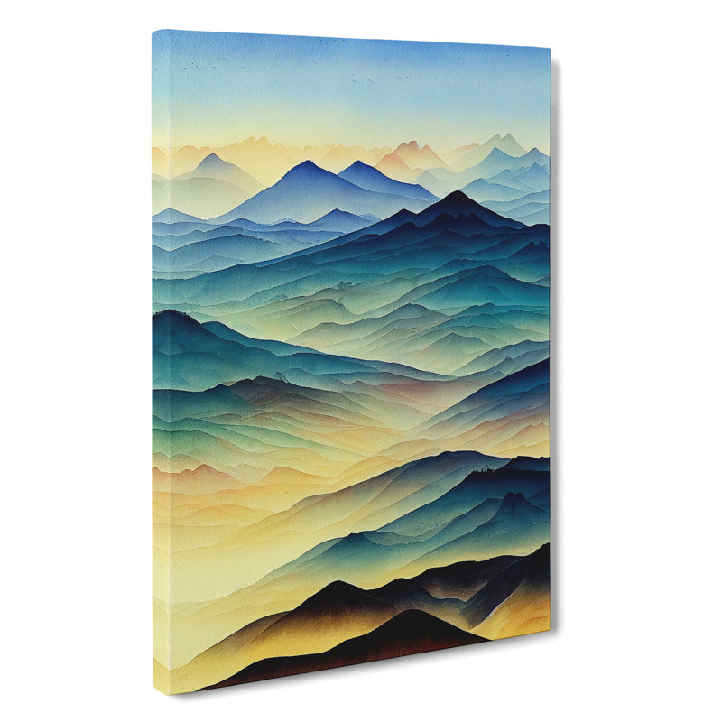 Mountain Landscape Watercolour No.6 - Wrapped Canvas, 50cm H x 35cm W x 3cm D