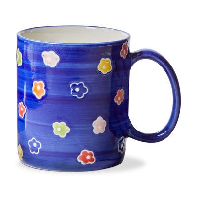 Ditzy Flower Mug Blue Ceramic Everyday 12 Oz