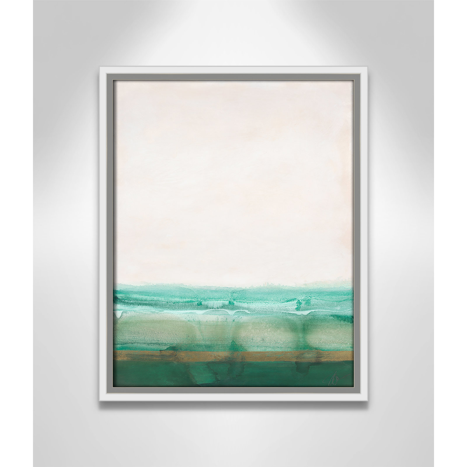 Franke "Emerald Shores" Print by Filippo Ioco, 15.5" H x 12.5" W x 2" D, White Framed Canvas
