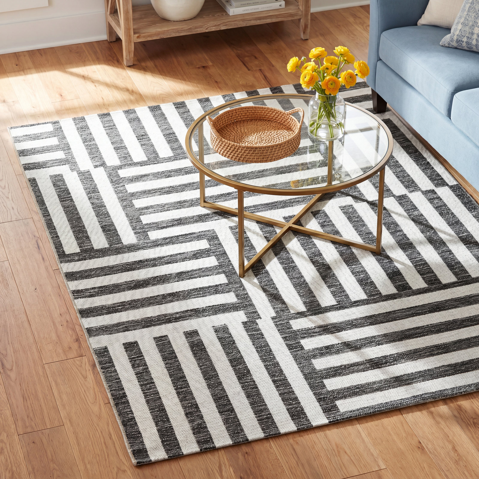 Pauling Charcoal Indoor/Outdoor Rug, Rectangle 5'3" x 7'