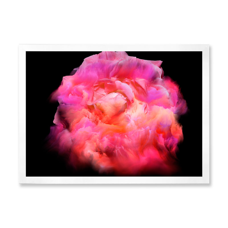 «Pink Dark Fractal Flower III», reproduction sur toile encadrée, H 8 po x l 12 po x P 1 po, Cadre photo blanc