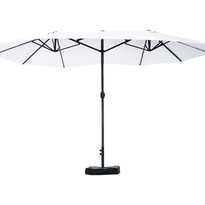 Parasol de patio à double face 15 '- Parasol de marché rectangulaire en acier pour l'extérieur. , Assemblage facile, rouge vin pour la protection de la piscine de terrasse solide et stable, manivelle,
