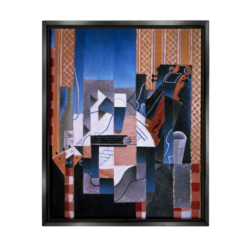 «Violon et Guitare» par Juan Gris, peinture abstraite classique sur toile, H 21 po x l 17 po x P 1,7 po