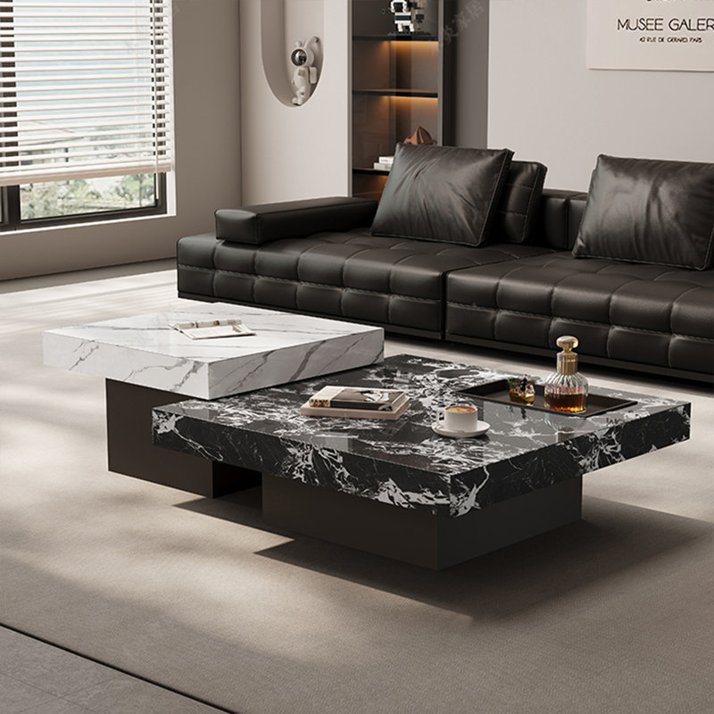 Table de bout en pierre de style italien., Noir / blanc