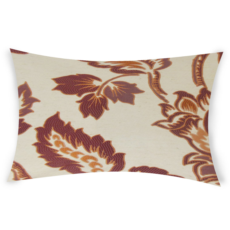 Floral Feather Reversible Throw Pillow, Orange, 12" x 18"