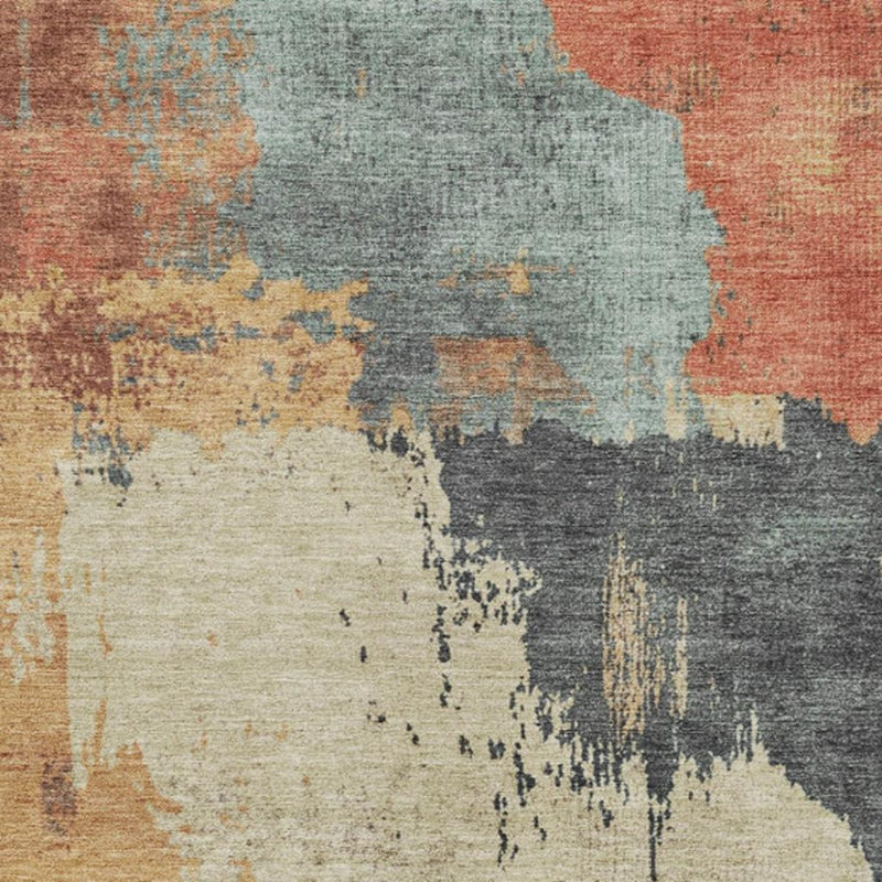 Tapis extérieur lavable abstrait beige et gris anthracite 10 pi x 14 pi