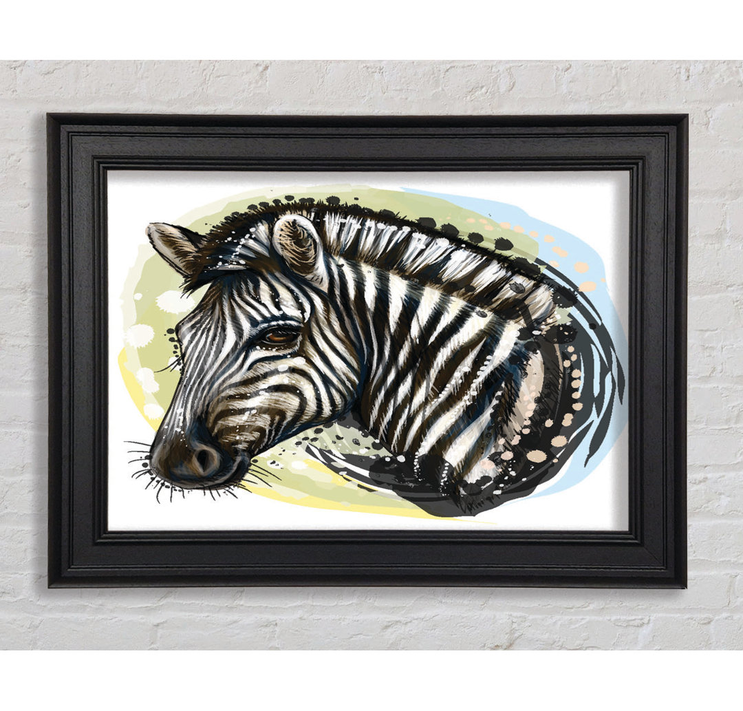 Aquarell Zebra Look Gerahmter Druck