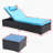 3-Piece Outdoor Patio Furniture Set Chaise Lounge, Patio Reclining Rattan Lounge Chair Chaise Couch Cushioned With Glass Coffee Table, Adjustable Back And Feet, Lounger Chair For Pool Garden, Blue-1601721001