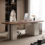 Bureau rectangulaire en bois manufacturé brun noisette + beige + verre-75783746