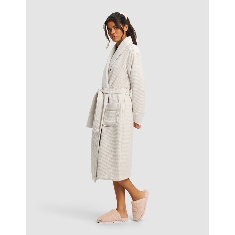 Waffle Bath Robe, XS, Light Gray