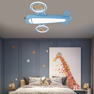 Modern Airplane Dimmable Novelty Flush Mount with Remote Control 4800LM
