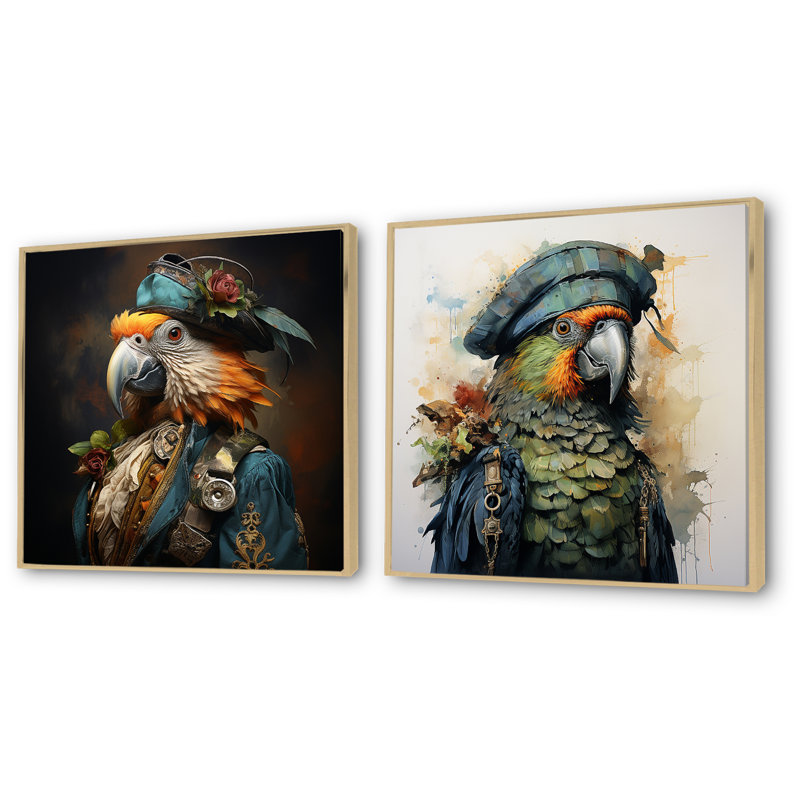 Ensemble de salon 2 pièces Pirates Parrot Feathered Buccaneer I - Pirate, Cadre flottant brun, H 30 po x l 61 po x P 1 po