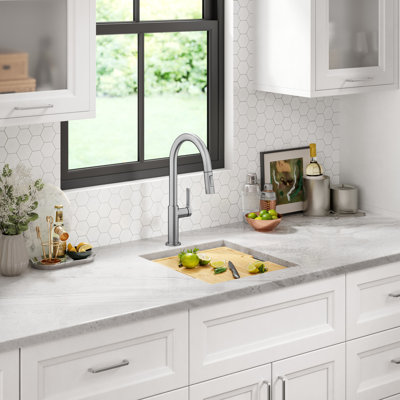 Évier de cuisine KRAUS Kore ™ encastré à cuve simple en acier inoxydable noir calibre 16 avec finition PVD