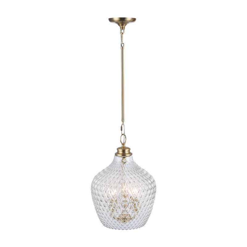Breen 3-Light Pendant with Clear Glass, Modern Brushed Gold