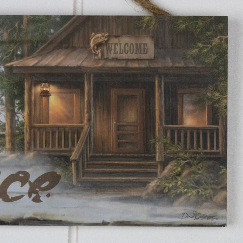 Enseigne en bois Cabin Happy Place