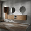 Meuble-lavabo mural de 84 po avec lavabo et armoire latérale de 84 po offrant beaucoup de rangement et une conception élégante.