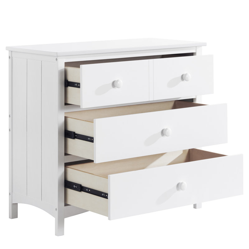 Commode universelle 3 tiroirs (prête à assembler), Blanc neige