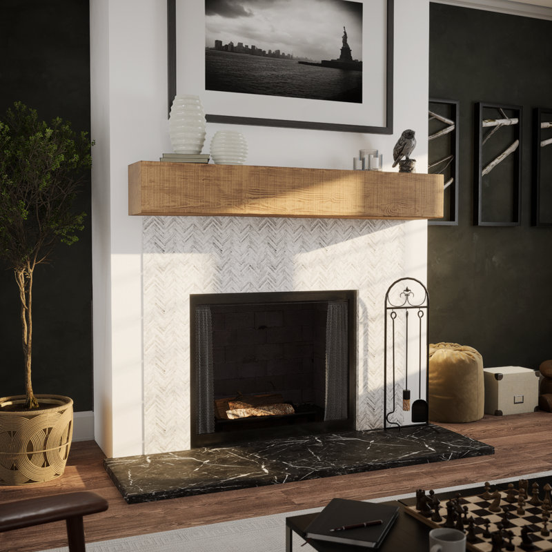 Manteau de cheminée Rustic Sawn Heritage Timber, Caramel chaud, H 5,5 po x l 66 po x P 7,5 po
