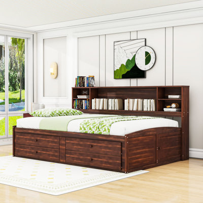 Full Wood Captain Standard Bed with 4 Drawer and 2 Cabinets by Red Barrel Studio