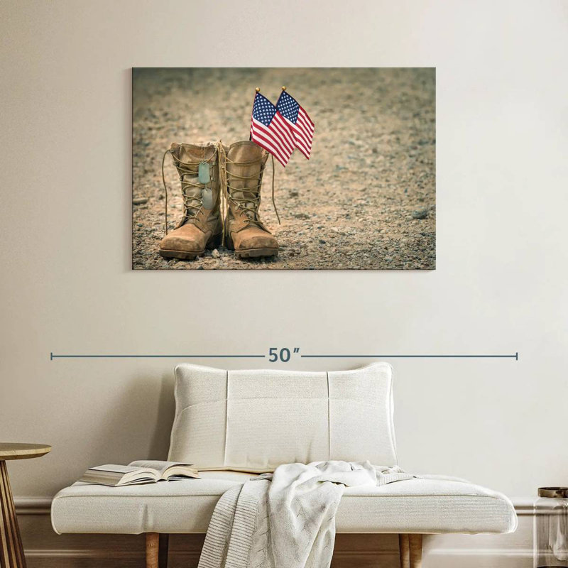 Mait USA Flag Military Boots, 26" H x 39" W