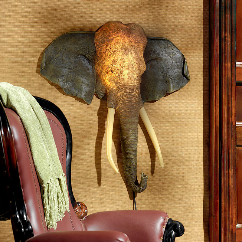 Herd Chieftain Elephant Illuminated Wall Sculpture