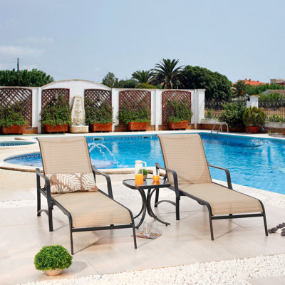Pawlak Outdoor Rust-Resistant Metal Chaise Lounge Set with Table