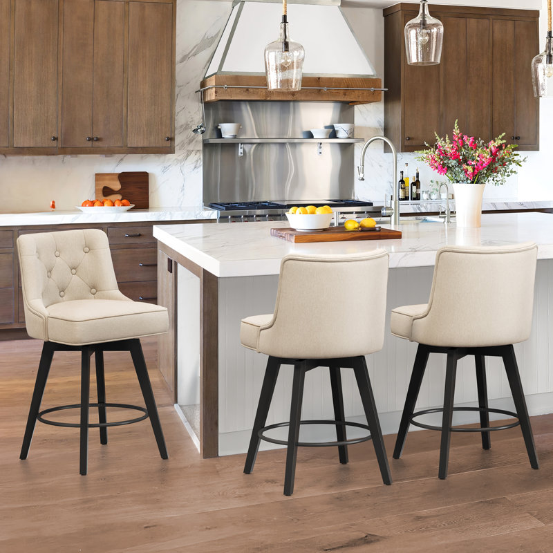 Dryver Swivel Upholstered Counter Stool, Linen