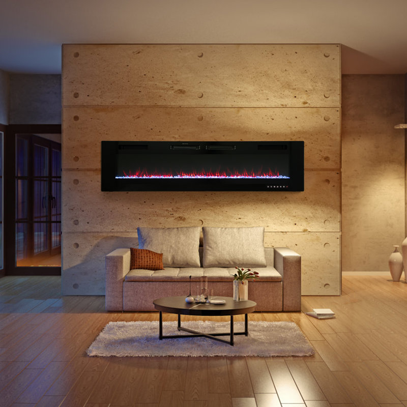 Pignataro Electric Fireplace Recessed and Wall Mounted, 18.11" H x 72" W x 3.19" D