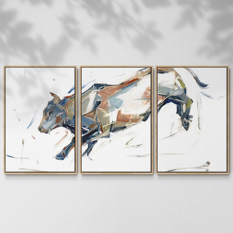 Modern Bull Study II - Toile encadrée multi-pièces, Naturel, H 36 po x l 75 po x P 2 po