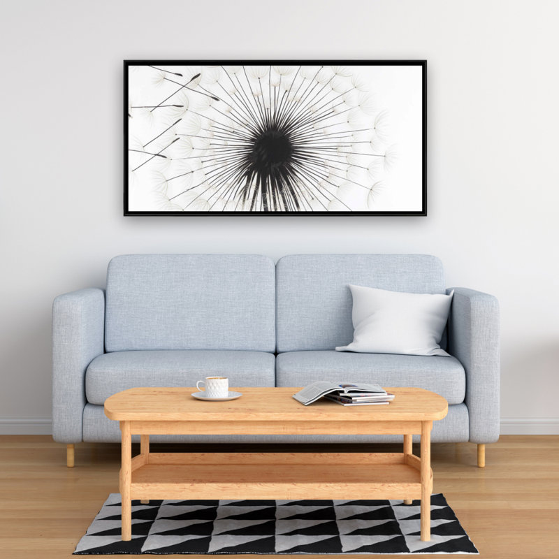 Silhouette Of Dandelion Print On Canvas, H 24 po x l 48 po