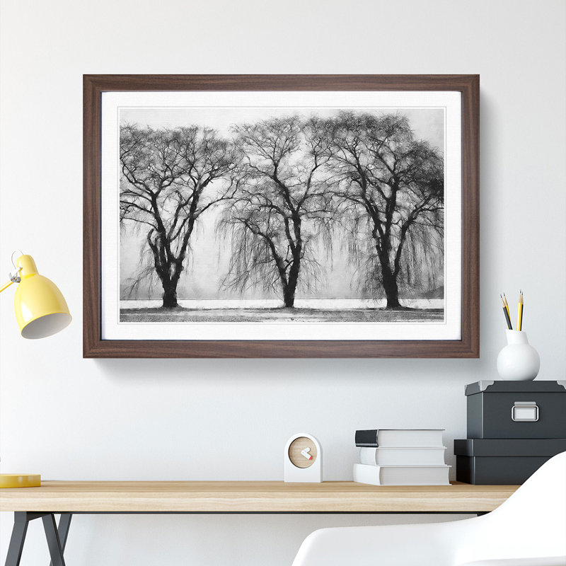 Three Trees at Winter - Framed Print, Walnut, 27cm H x 36cm W x 2cm D