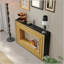 Console Modern Contrast moderne avec structure en bois stratifié et plateau noir