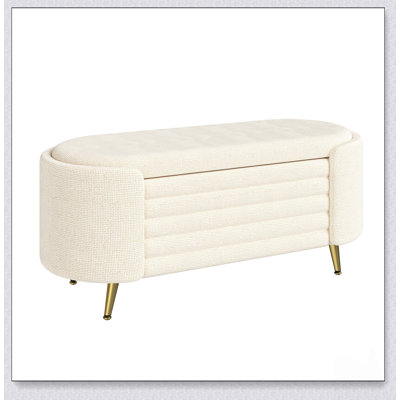 Modern Chenille Upholstered Storage Ottoman Bench with Hidden Storage, Ideal for Living Room, Bedroom, and Entryway