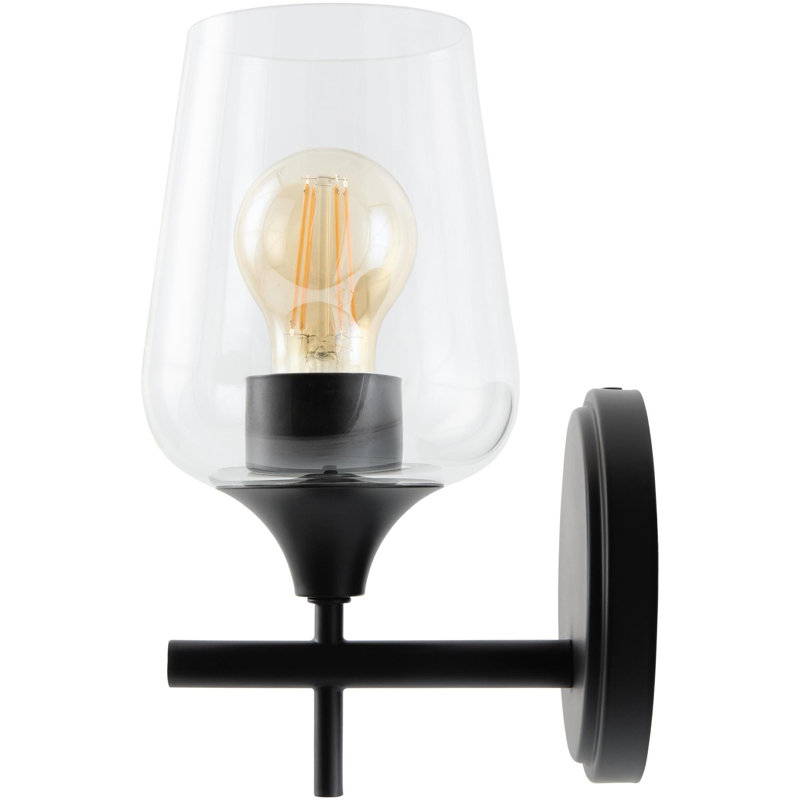 Yueva Wall Sconce, 1, Clear, Matte Black