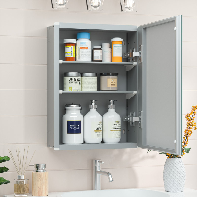 Armoire à pharmacie Husai, Argent argent, H 18 po x l 14 po x P 4,3 po