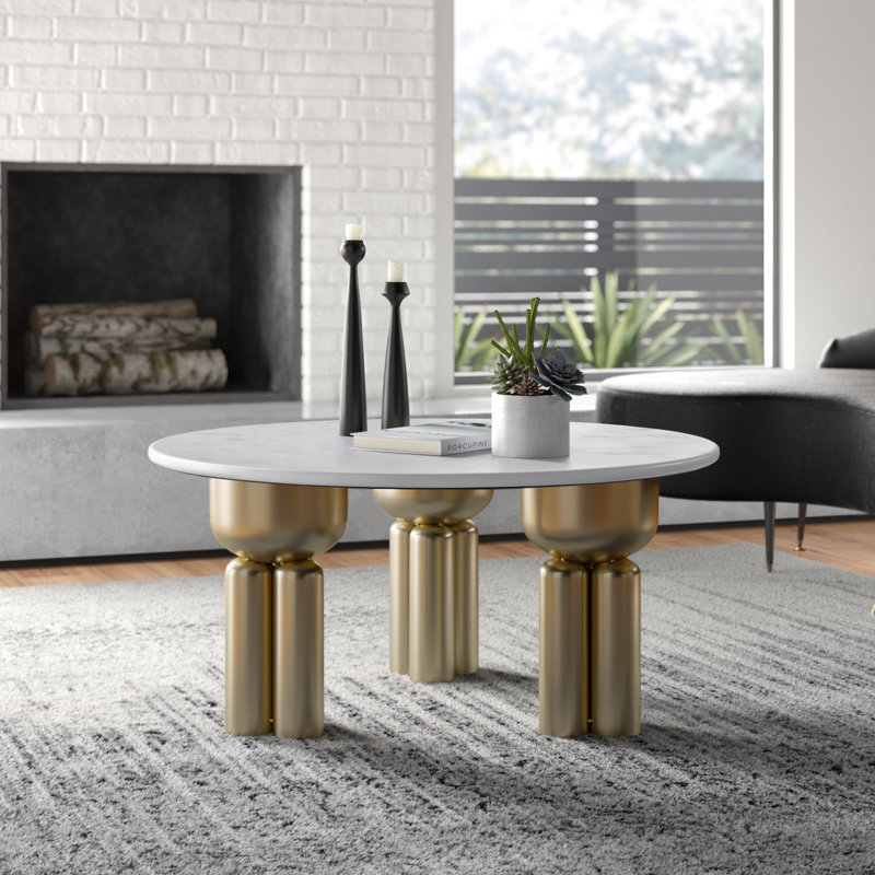 Metal Console with Marble Top - Elegant Storage Solution