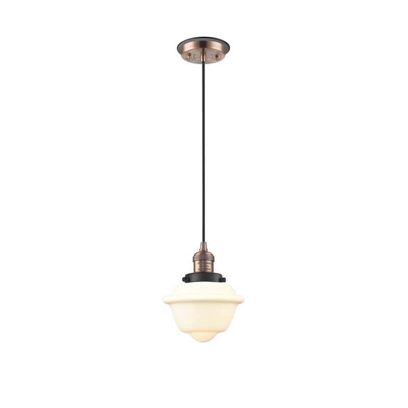 Luminaire suspendu simple à 1 lumière Clarksburg, Grainé, Cuivre antique et décorations noir mat