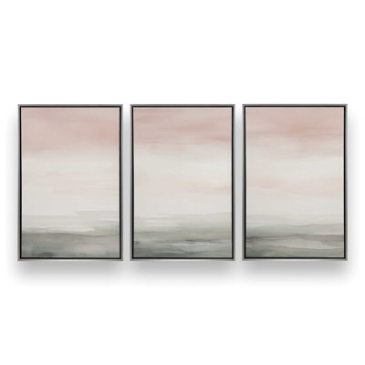 Peach Tranquility Set of 3 Canvas Prints in a Frame,