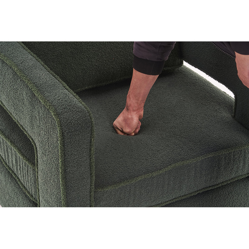 Modern Accent Swivel Barrel Chair For Living Room, Green Faux Fur