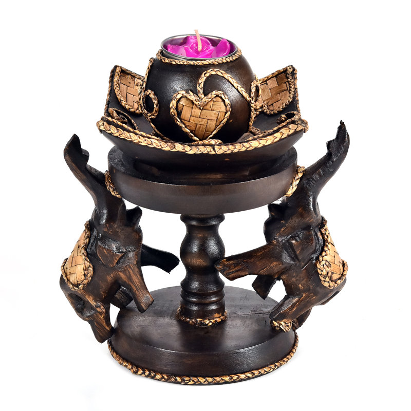 7'' H Wood Tabletop Tealight Holder