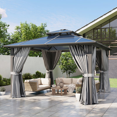 Abri de jardin à toit rigide en polycarbonate double 12 'x 12' pour patio